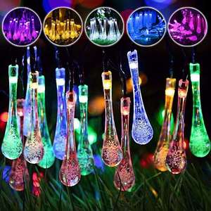 LED solar water drop lamp string bubble round beads outdoor