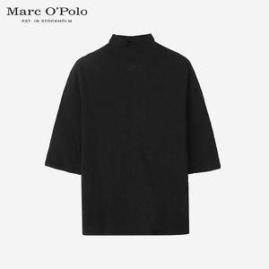 MarcO'Polo/MOP夏季女士半高领基本款半袖羊绒针织打底衫