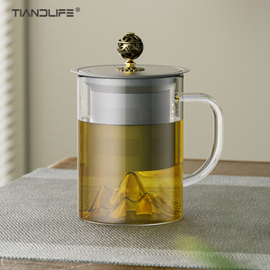 TIANDLIFE玻璃泡茶杯茶水分离纯钛滤网飘逸杯办公室家用喝水杯子