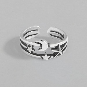 -s925 sterling silver star ring female retro Thai silver ins