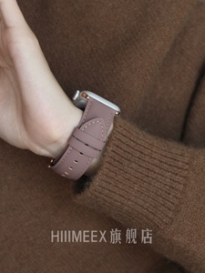 HIIIMEEX适用苹果手表苹果手表带宽版小牛皮applewatch8/S7/6/5/4/3/SE个性真皮小众表带iwatch8复古舒适表带