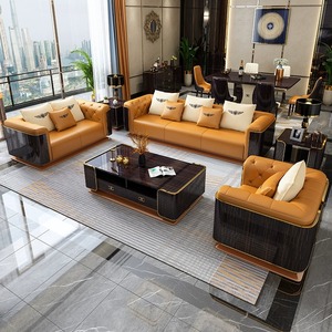 现代轻奢高端大气奢华宾利阿玛尼别墅123组合大户型客厅真皮沙发