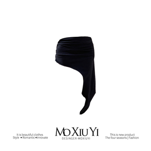 MoXiuYi 拽味斜边 设计感小众不规则包臀裙包裹感褶皱半身裙女夏