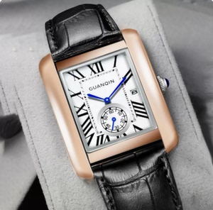 瑞士冠琴男士全自动非机械长方形手表蓝针酒桶皮带小方块型手表