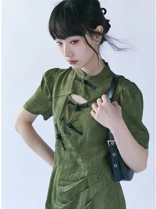 新中式改良旗袍日常可穿高端精致绿色连衣裙2024年新款女夏季裙子