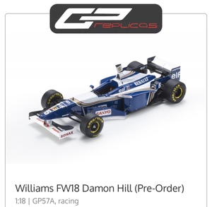 威廉姆斯 FW18 1996年 达蒙希尔 F1 gpr 1/18比例 车模 礼品