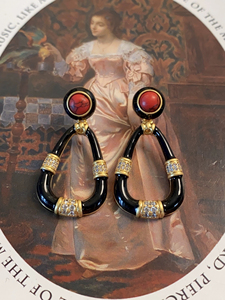 「珂萝芙堡」中古vintage耳环精致复古珐琅宫廷vintage耳环