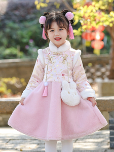 小象Q比女童汉服连衣裙秋冬装新款儿童裙子小女孩公主裙旗袍冬季