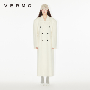 VERMO 全羊毛手工缝制 沙漏廓形超长西装大衣 男女同款双面尼外套