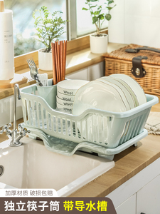 厨房台面碗碟沥水篮水槽置物架双层多功能家用碗筷滤水收纳盒碗柜