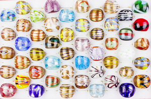 Wholesale Lot 25Pcs Summer Style Murano Glass Lampwork Ring
