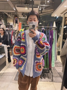 日本代购 mcmachan woolen尼泊尔手工小花开衫毛衣