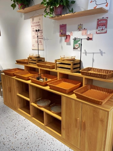 日式面包展示柜木质面包柜中岛货架甜品展示架烘焙店实木糕点柜