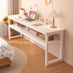 书桌梳妆台一体女生卧室现代简约简易出租屋床尾长桌子小型化妆桌