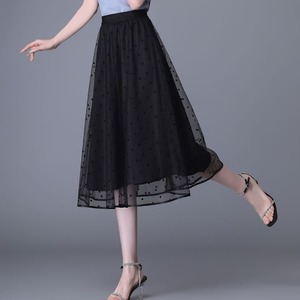 黑色网纱半身裙子女士夏季2024年新款a字高端纱裙小个子中长短裙