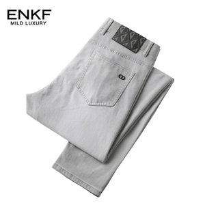 ENKF热卖夏季薄款牛仔裤2024新款男士经典百搭修身水洗简约长裤子