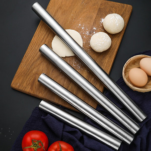 304不锈钢擀面杖一体加厚实心擀面棒家用烘焙工具擀饺子皮圆棍子