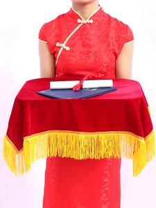颁奖托盘和红布一套开业剪彩礼仪用品托盘红布盖布红色丝绒托盘布