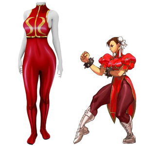 春丽cos角色扮演服红色款Chun-Li Red游戏cosplay服装万圣节服装