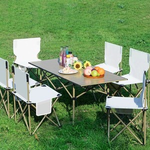 轻奢蛋卷桌铝合金户外折叠桌子便捷式露营桌野营棋牌桌椅野餐用品