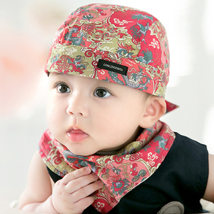 婴儿帽子夏季薄款韩版可爱女宝宝0-1岁公主假发帽春秋纯棉套头帽