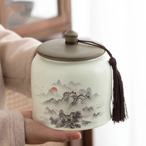 陶瓷茶叶罐储茶罐密封储存罐精品高档存茶盒装茶的罐子高端包装盒