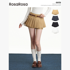 RosaRosa 刺绣短款A字型百褶裙2024夏季新款显瘦百搭半身裙短裙女