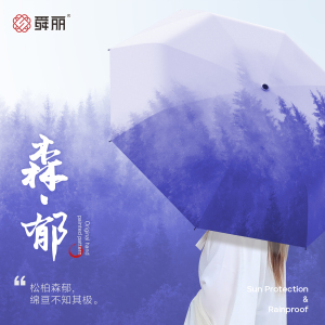 舜丽SUNE全遮零透光全自动晴雨伞防紫外线UPF50+  水墨.森郁