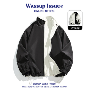 WASSUP ISSUE美式潮牌两面穿夹克男外套宽松棒球服春秋款运动上衣