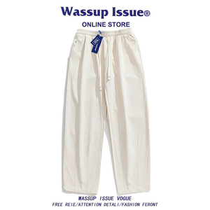 WASSUP ISSUE日系宽松垂感休闲裤子男夏季阔腿伐木裤直筒长裤男款