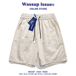 WASSUP ISSUE潮牌冰丝速干休闲短裤男款夏季宽松百搭运动五分裤男
