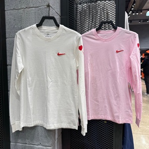 Nike耐克男女长袖T恤丘比特爱心圆领运动宽松情侣款打底衫FV3994