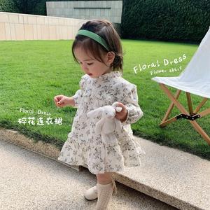 森系女宝宝碎花连衣裙婴幼儿长袖公主裙小婴童裙子春季女童中长款