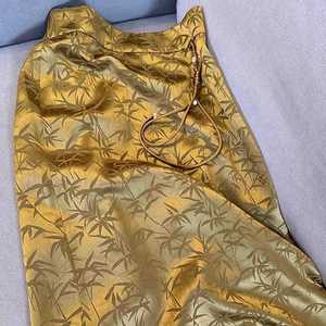 新中式国风竹子元素金黄色改良马面裙梨形身材高腰显瘦提花半身裙