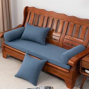 沙发软垫老式实木沙发坐垫红木椅子家具家用纯色加硬亚麻海绵垫
