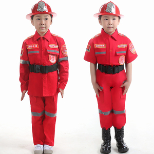 六一儿童消防员衣服表演出服装春夏季小孩男cosplay角色扮演套装