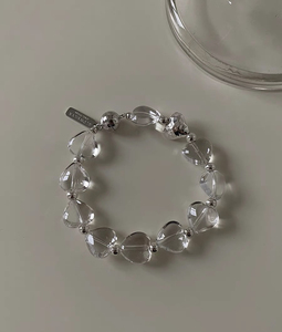 RORY原创设计天然白水晶纯银爱心形手链相吸磁铁高级冷淡风