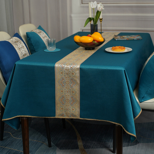 中式桌布轻奢高级感长方形餐桌台布欧式高档布艺茶几布防水餐桌布