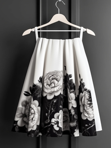 原创设计女装牡丹水墨画印花半身裙新中式国风元素小个子蓬蓬裙子