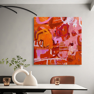 抽象客厅玄关餐厅卧室手绘油画装饰画沙发背景墙红色美式艺术挂画