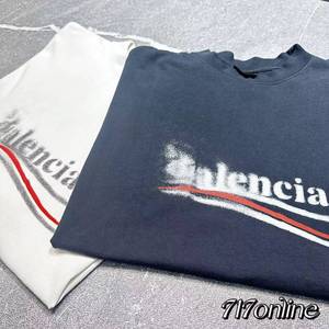 【717】Balenciaga/巴黎世家SS24泼墨可乐logo圆领宽松短袖T恤