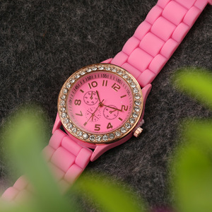 外贸 GENEVA日内瓦硅胶手表镶钻石英表內影钻中性手表