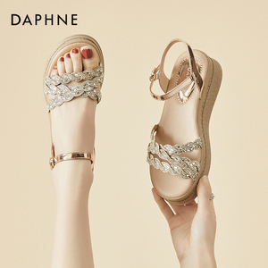 Daphne达芙妮 女神推荐~波西米亚凉鞋女夏外穿仙女风软底舒适坡跟