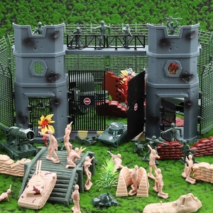 兼容乐高小兵人仔偶坦克模型攻防战场景塑料士兵打仗沙盘积木玩具