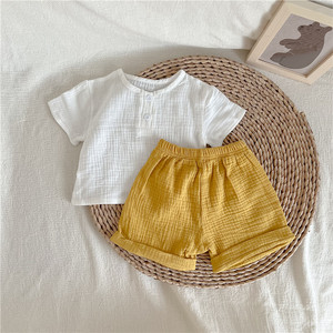婴儿衣服夏季棉纱短袖分体套装3六7八9个月1-4岁男女宝宝纯棉童装