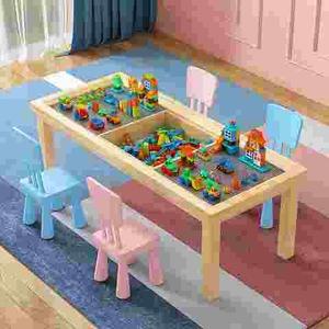 高档多能儿童玩具桌子积功木桌男拼孩女孩玩装玩具益智实木积木具