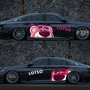 草莓熊车贴汽车贴纸可爱卡通改装车身两侧拉花划痕遮挡装饰贴画