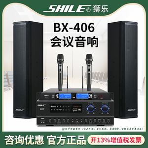 狮乐BX-406专业小型会议室音响套装壁挂音箱功放无线麦克风话筒