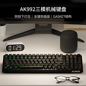 黑爵ak992三模侧刻机械键盘RGB下灯位茶轴红轴游戏qq炫舞专用电竞
