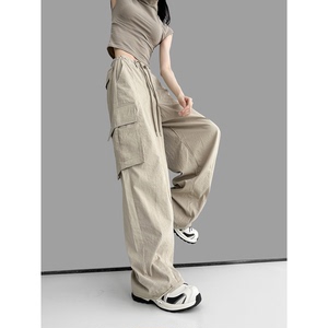 2024新款美式宽松工装裤女夏季薄款高街嘻哈设计感ol显瘦休闲裤子